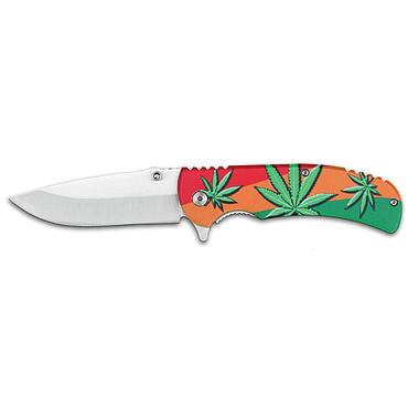 Marijuana Leaf Assisted Opening Knife - Rastafarian