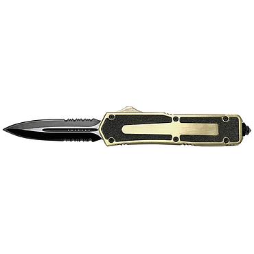 In-and-Out the Front Tactical Automatic Knife - Gold Double Edge Serrated